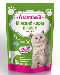 Асорті Леопольд (для котів з яловичиною та серцем), 100г.