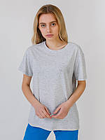Женская футболка однотон с дизайном "камушки" 0231 Серый
