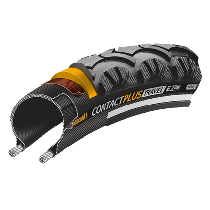 Велосипедна покришка шина Continental Contact Plus Travel, 28" | 700 X 35C | 28 X 1 3/8 X 1 5/8, чорна, світловідбиваюча, фото 3