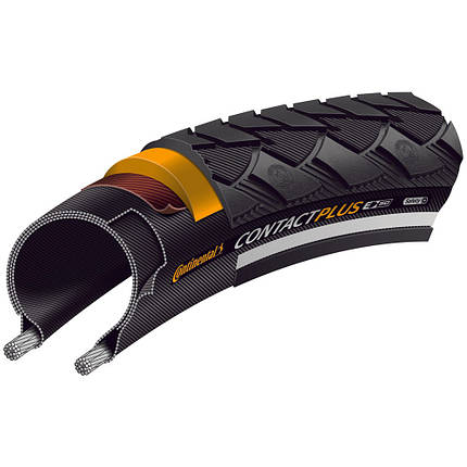 Велосипедна покришка шина Continental Contact Plus, 28" | 700 x 28C | 28 x 1 5/8 x 1 1/8, чорна, світловідбиваюча, не складна, фото 4