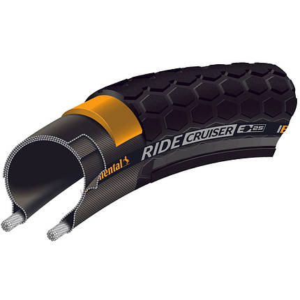 Велосипедна покришка шина Continental Ride Cruiser, 26 x 2.00 чорна, не складна, світловідбиваюча, фото 4