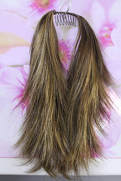 Хвостик на гребишке короткий штучні русявий з мелірування