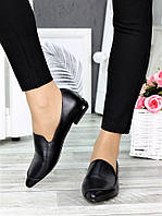 Комфортні жіночі шкіряні туфлі на низькому ходу чорні
