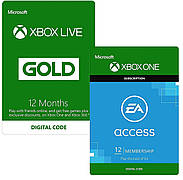 Карта оплати 12 Місяців Xbox Live Gold + 12 Місяців EA Access (Всі Країни)