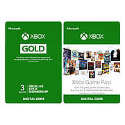 Карта оплати 3 місяці Xbox Game Pass + 3 місяці Xbox Live Gold, (Всі Країни)