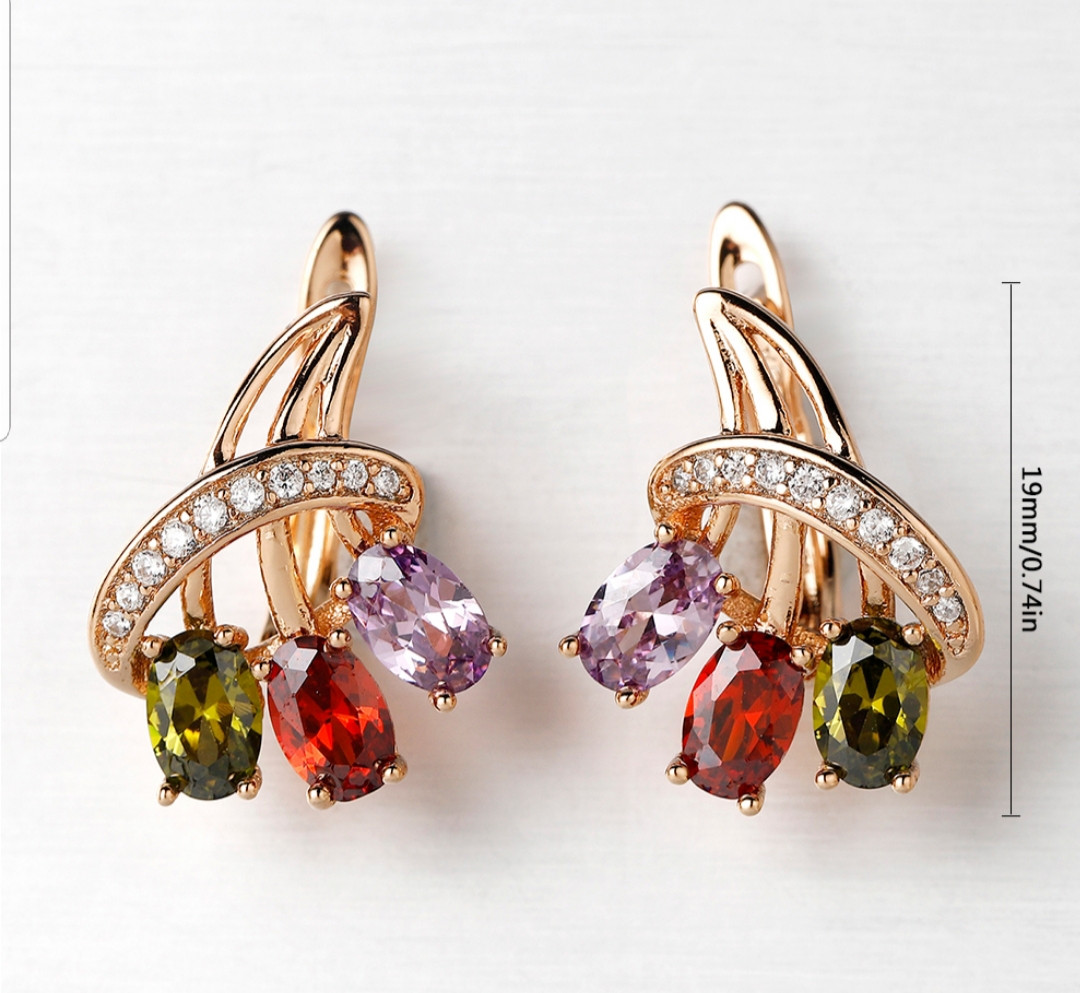 Сережки з різнокольоровими цирконами ., фото 1