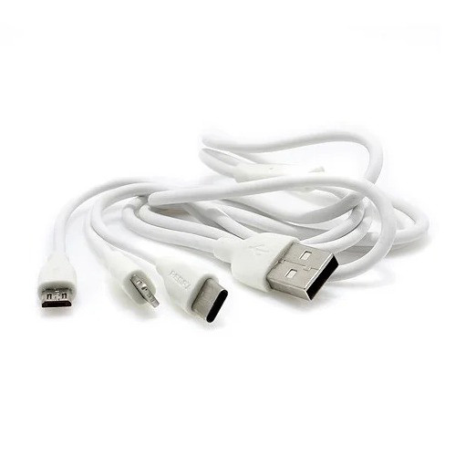 Автомобільний зарядний пристрій Remax RCC-217 2.4 A 2*USB + 3-in-1 кабель (Lightning/microUSB/Type-C) white Автомобільний зарядний пристрій Remax RCC-217 2.4 A 2*USB + 3-in-1 кабель (Lightning/microUSB/Type-C) white