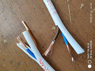 Силовий кабель ПВС 2х2,5 ЗЗЦМ, гнучкий, білий, з ізоляцією, для підключення до 380 В, фото 1