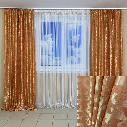 Легкі готові штори Вензель персик, фото 1