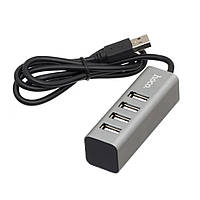 Мультипортовый адаптер Hoco HB1 4-Ports USB Hub Gray