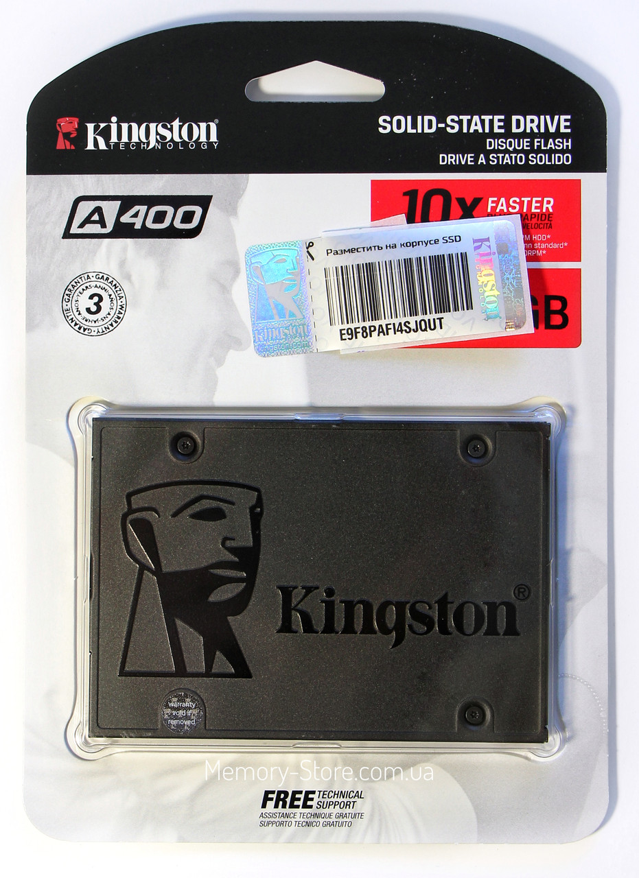 НАКОПИЧУВАЧ SSD 2,5" 240GB KINGSTON A400 SATA III/SATA II (SA400S37/240G), Гарантія 36 міс