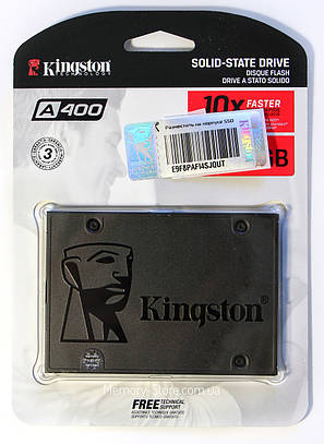 НАКОПИЧУВАЧ SSD 2,5" 240GB KINGSTON A400 SATA III/SATA II (SA400S37/240G) + кишеня Optibay, фото 3