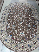 Турецкий ковер Albayrak Begonya бежево-коричневый овал 2x3м