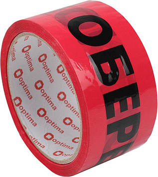 Стрічка клейка пакув. "Optima" 44ммх50м "Обережно скло" черв. №O45301(6)(72)