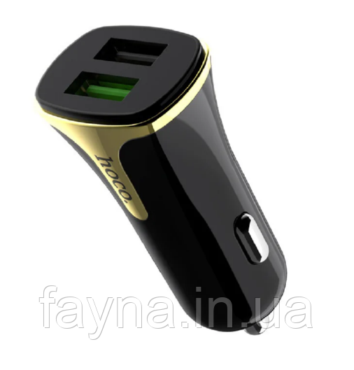 Автомобільний зарядний пристрій Hoco Z31 QC3.0 2 USB 3.4 A ⁇  чорний + золото
