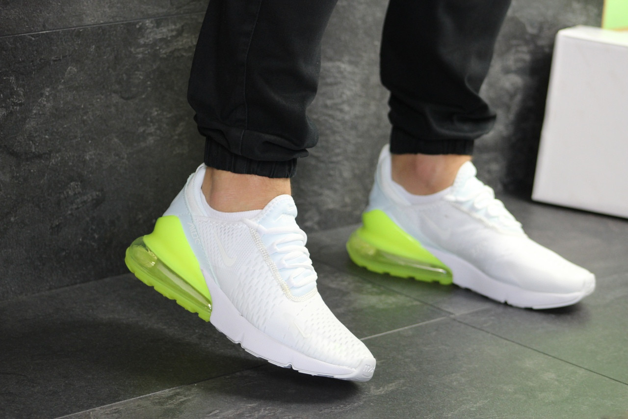 Кросовки чоловічі Nike Air Max 270, білі з жовтим салатовим (Розмер 42,44,45)