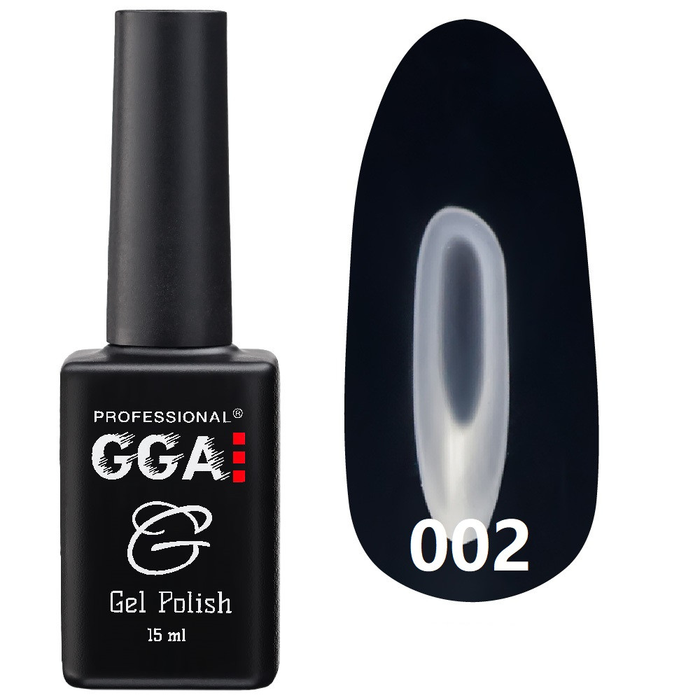Гель-лак No002 (кутно-чорний, емаль) GGA Professional
