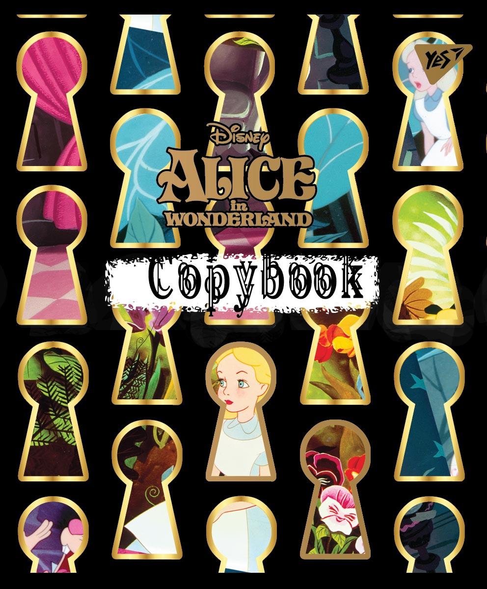 Зошит для записів А5/12 лін.  YES "ALICE" мат. ВДЛ+софт-тач+фольга золото