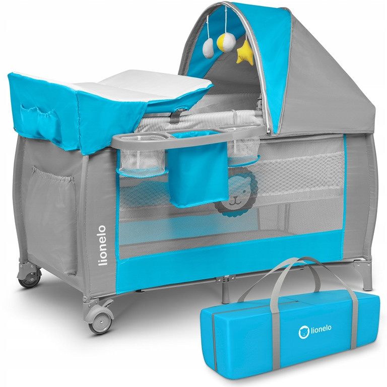Дитяче ліжечко-манеж Lionelo SVEN SKY BLUE, розмір 78 х 24 х 27 см, максимальне навантаження 15 кг, фото 1