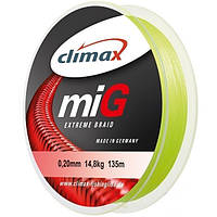 Шнур Climax Mig Braid NG 135 м Fluo-Yellow 0.18mm, 13,00kg