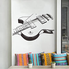 Вінілові наклейки на стіну в офіс Гітара 57 х 98 см б427 черная