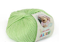 Пряжа Baby Wool 50гр - 175м (41 Салатовый) Alize, Детская пряжа (40%-шерсть, 20%-бамбук, 40%-акрил,Турция