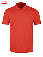 Стильная красная однотонная мужская футболка поло с коротким рукавом VOLCANO T-SIMPLY // M