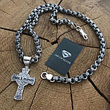 Срібний ланцюжок Бельцер із візерунком і срібний хрестик із лисом 334, фото 3