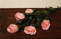 Искусственные цветы розы розовые на ветке 5шт.