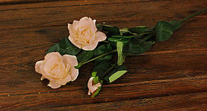 Штучні квіти троянда кремова на гілці 3шт.