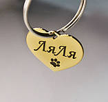 Адресник жетон для собак, медальйон із гравіюванням — кулон серце сердечко, фото 3