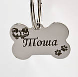 Адресник жетон для собак, медальйон із гравіюванням — кулон кісточка, фото 2