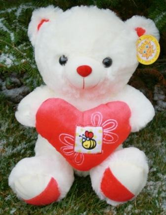 Ведмедик із сердечком (музикальний), м'яка іграшка , фото 1