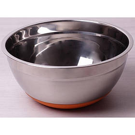 Миска сталева d 24 х 11 см із силіконовим дном помаранчева Kamille Labro KM-4349