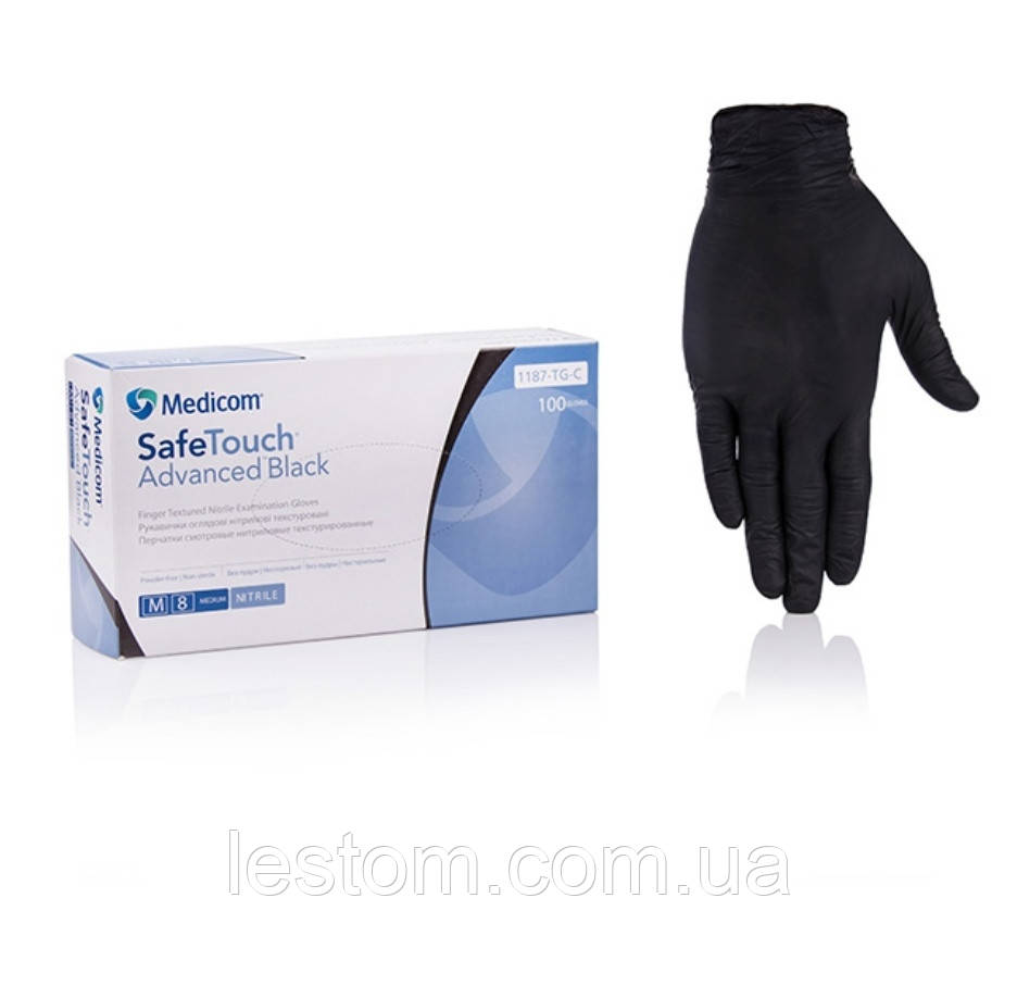 Рукавички нітрилові р-р M Safe Touch Black чорні (3,6 гр)