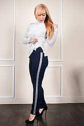 Жіночі штани з лампасами "Тина", тканина трикотаж Алекс, розміри 44,46 сині