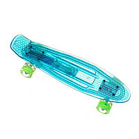 Скейт Penny Board Голубой с LED-подсветкой и светящимися колесами