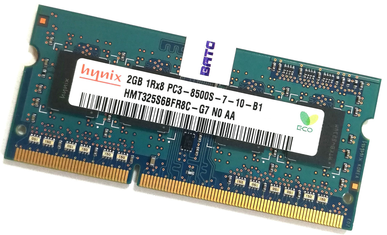 Оперативна пам'ять для ноутбука Hynix SODIMM DDR3 2Gb 1066MHz 8500S 1R8 CL7 (HMT325S6BFR8C-G7 N0 AA) Б/В