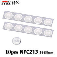10x NFC чип метка наклейка стикер ISO 14443A 144байт 13.56МГц
