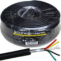 Кабель аудіо-відео, 4 жили, кабель 4жили в екрані, мідь, круглий, чорний, 100м, Sound Stream