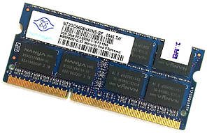 Оперативна пам'ять для ноутбука Nanya SODIMM DDR3 2Gb 1066MHz 8500S 2R8 CL7 (NT2GC64B8HA1NS-BE) Б/В