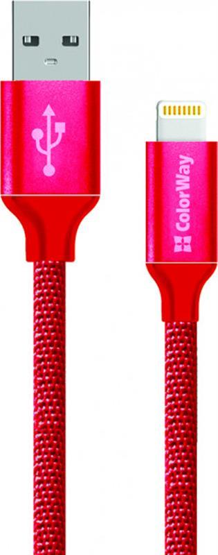 Кабель USB-Lightning ColorWay 2.4A 2m Red (CW-CBUL007-RD)