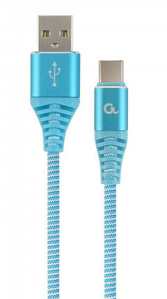 Кабель USB-Type-C Cablexpert преміум 2.1 A 1 m Blue (CC-USB2B-AMCM-1M-VW), фото 1