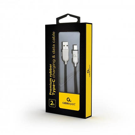 Кабель USB-Type-C Cablexpert премиум 2.1A 2m Black (CC-USB2R-AMCM-2M), фото 3