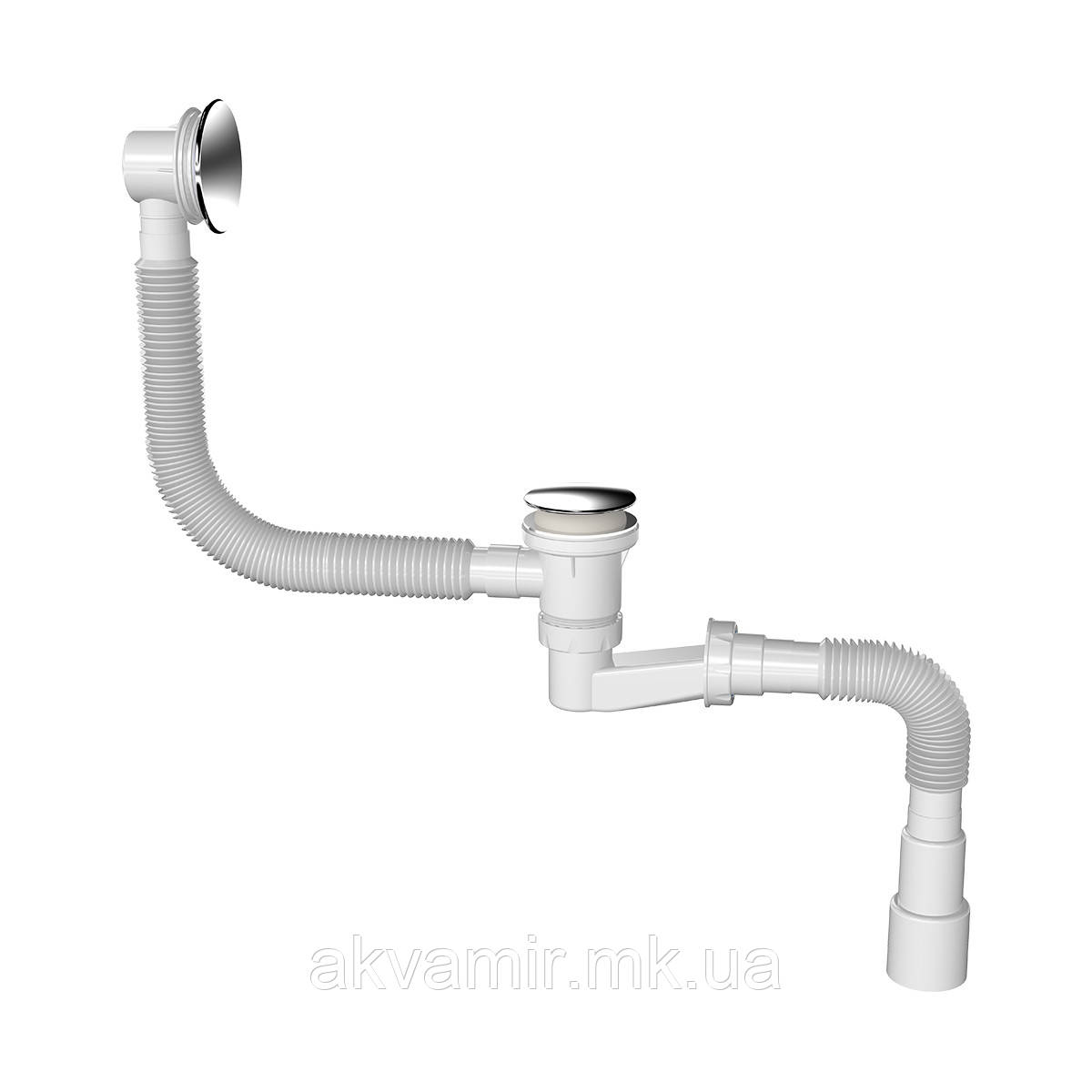 Сифон для ванни низький з випуском "click-cluck", виход гофра 1 1/2" - 40/50 1542N, фото 1