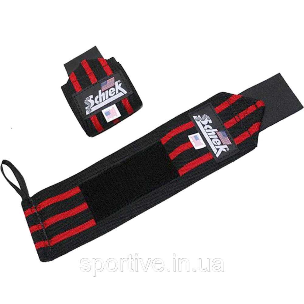 Кистьові бинти на зап'ястя SCHIEK Line Wrist Wraps 1124 60 см (пара) чорний\ червоний