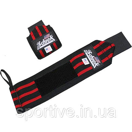 Кистьові бинти на зап'ястя SCHIEK Line Wrist Wraps 1124 60 см (пара) чорний\ червоний, фото 1