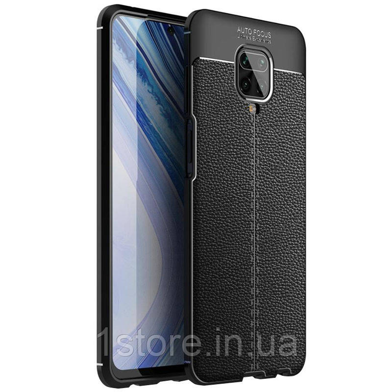 TPU чохол фактурний (з імітацією шкіри) для Xiaomi Redmi Note 9s / Note 9 Pro / Note 9 Pro Max (Чорний)