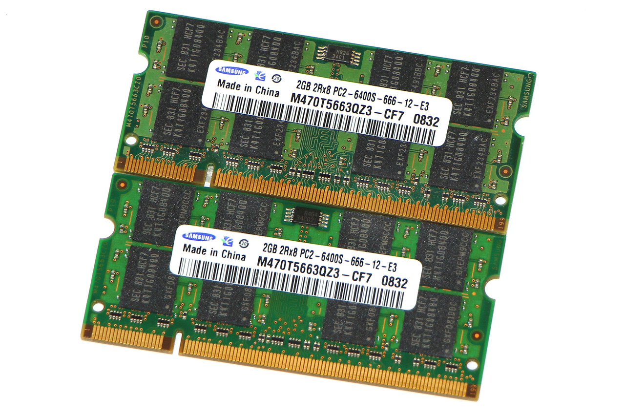 Оперативна пам'ять для ноутбука DDR2 4GB (2X2Gb) PC2-6400s 800MHz, Samsung (б/у)