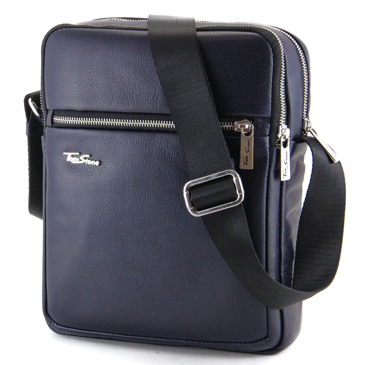Сумка чоловіча шкіряна кросбоді Tom Stone 802 BL синя, фото 1